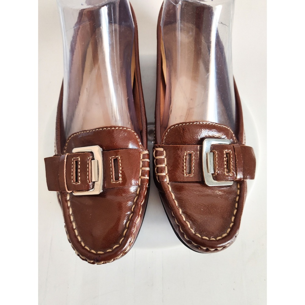Naturalizer‎ Loafers 7 Leather Buckle Brown Classic Slip On Comfort Flats Shoes - Picture 4 of 11